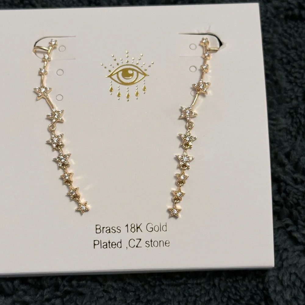 Eye Candy Star Ear Climber Earrings with CZ Stones - Picture 1 of 5
